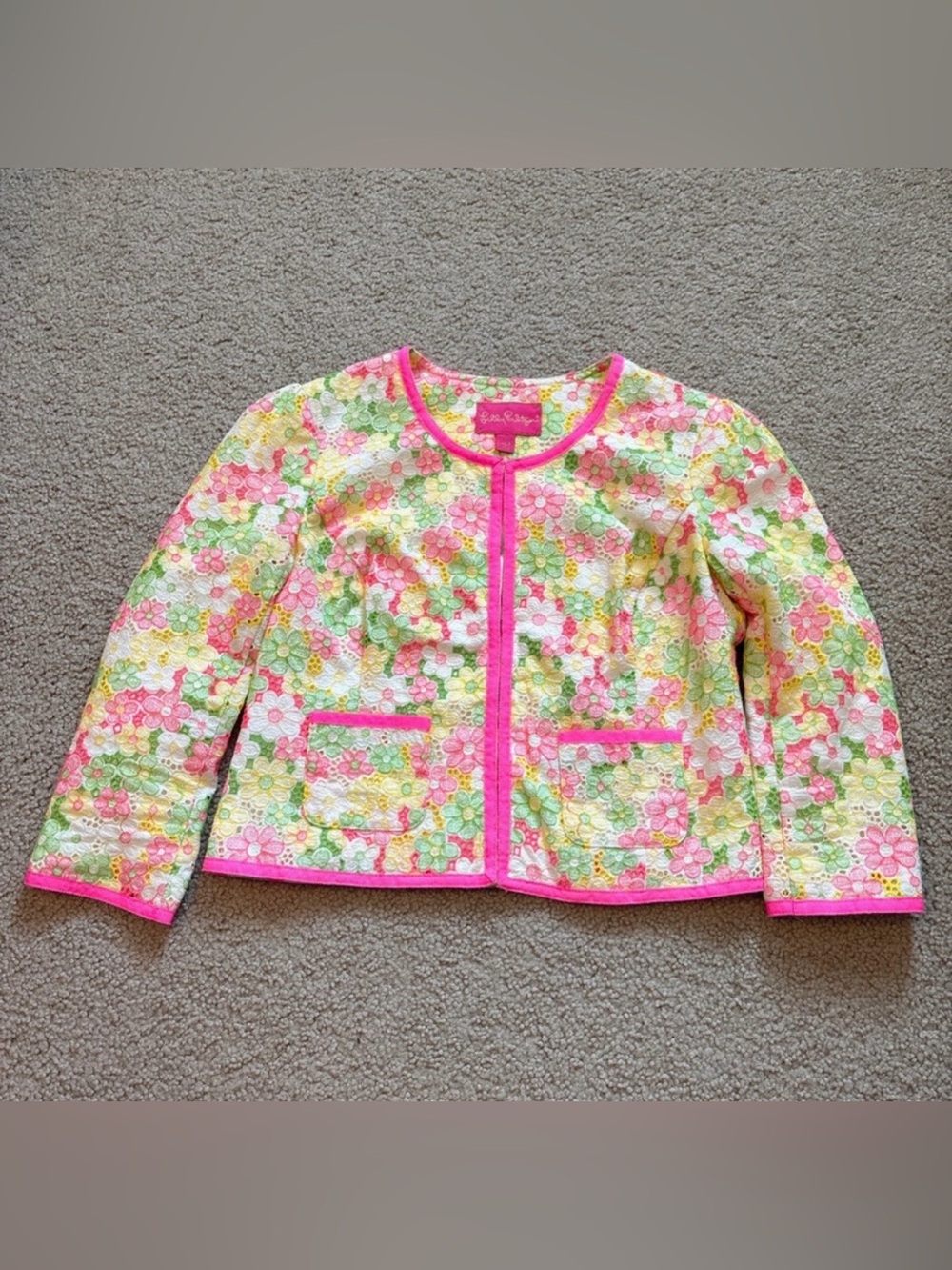 Lilly Pulitzer Nelle Jacket Floral Sunbonnet Lace Size 2